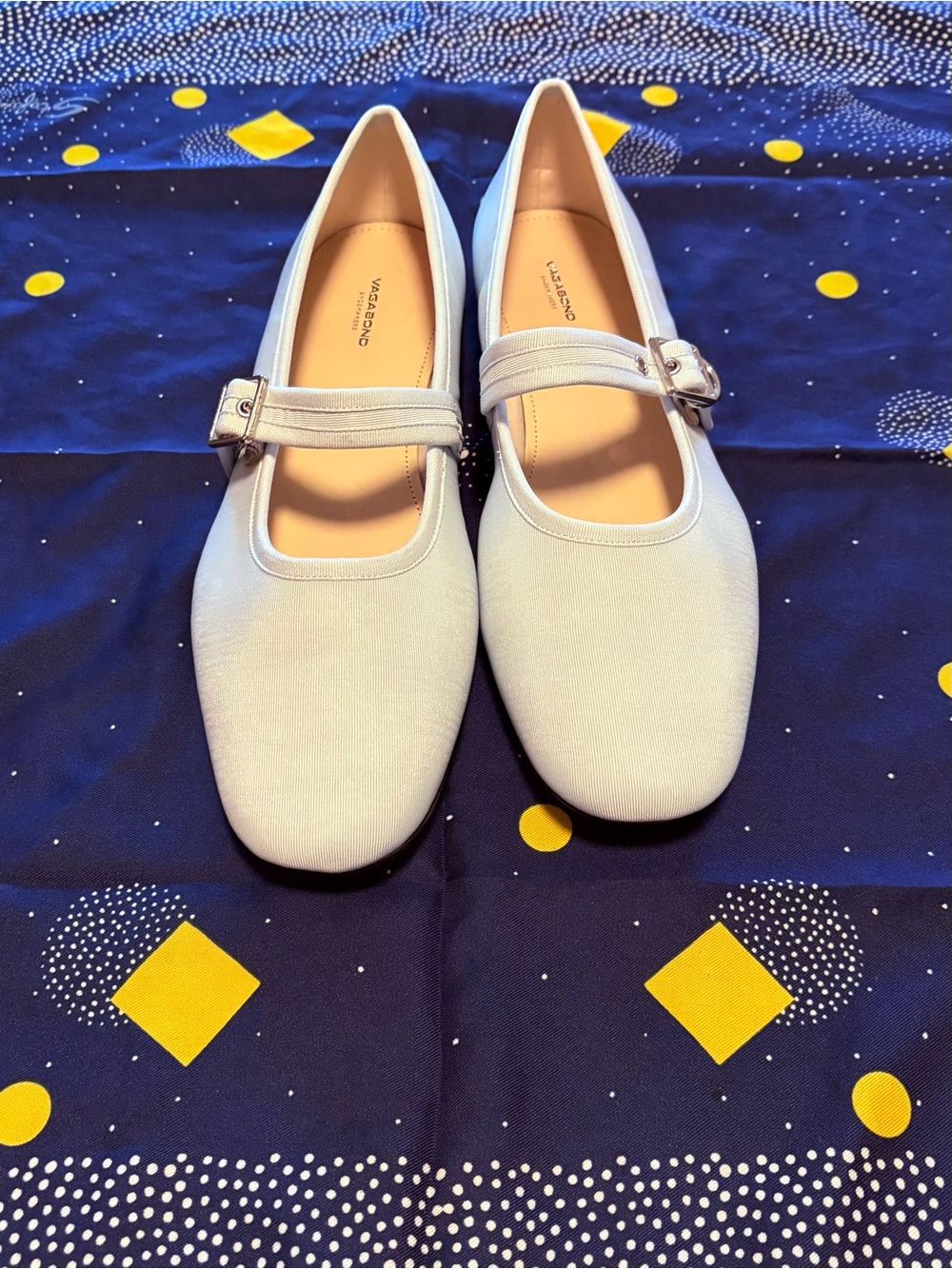 Vagabond Pale Blue Mary Jane Flats with Buckle Strap